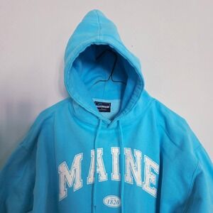 Pacific & Co Maine Graphic Hoodie Sweatshirt Blue Size L